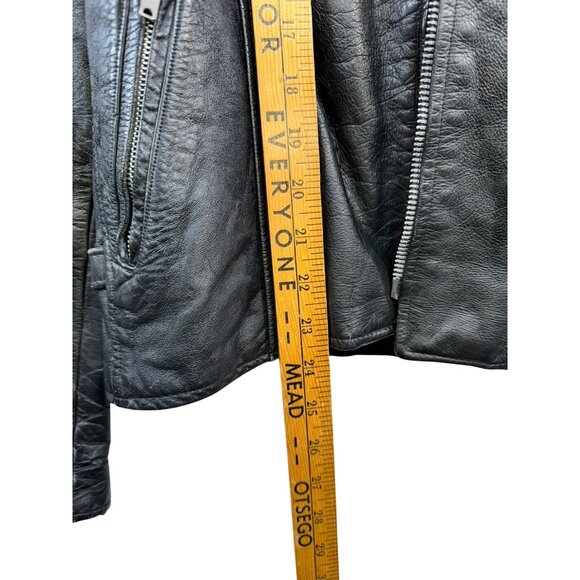 Leather Loft Mens Black Leather Jacket Size 40 With Zipper & Button Closure - Picture 11 of 16